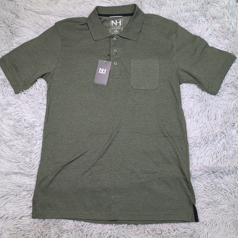 North Hudson Shirt Mens M Green‎ Polo Golf Casual Active Performance Comfort New